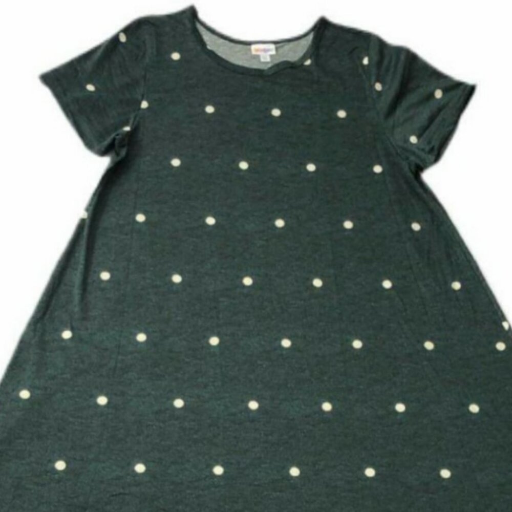 NEW LuLaRoe‎ Carly L Green White Polka Dot Swing Dress High Low Flowy NWT Short